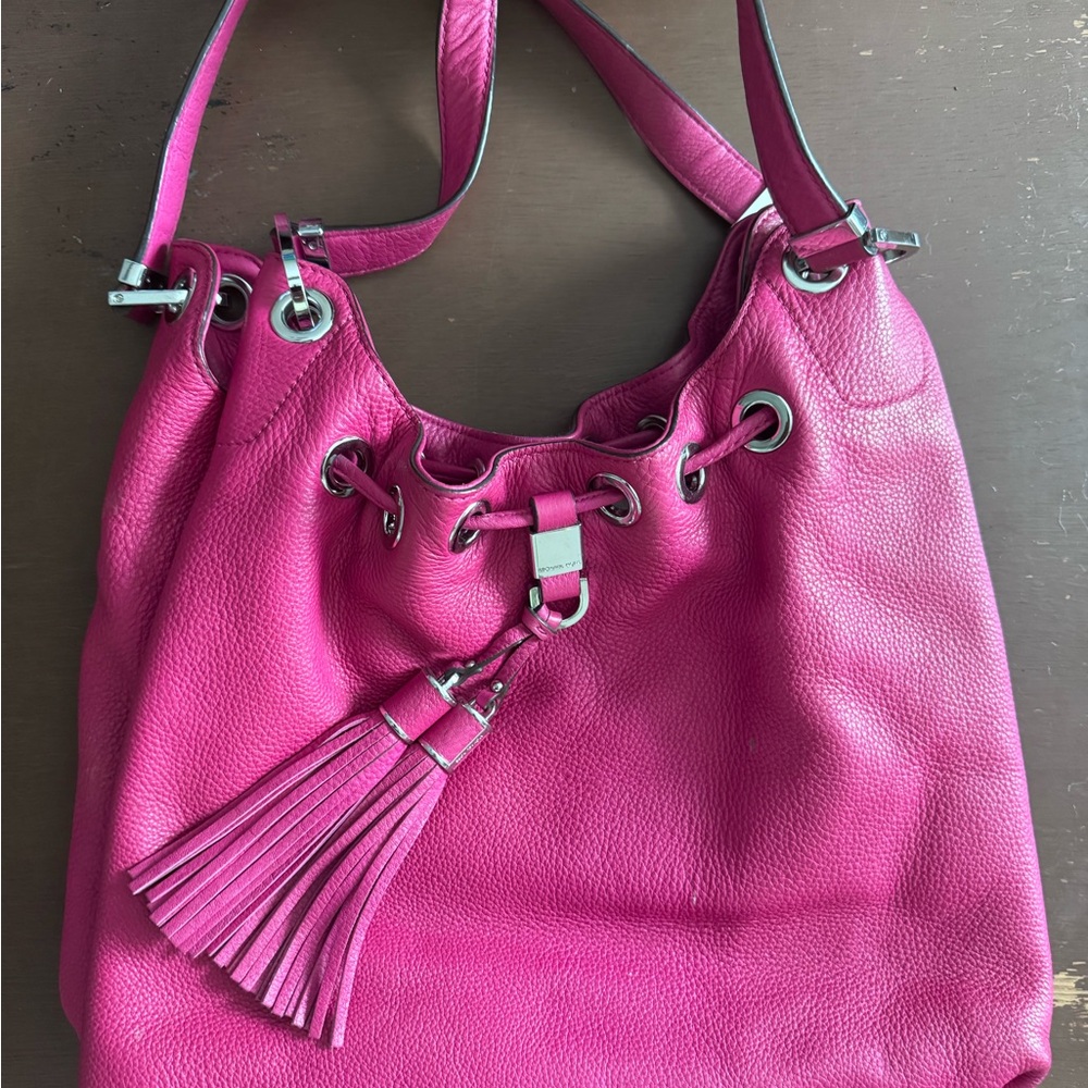 Michael Kors Fuchsia Leather Hobo Bag